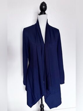 Lauren Ralph Lauren Navy Open-Front Drape Cardigan